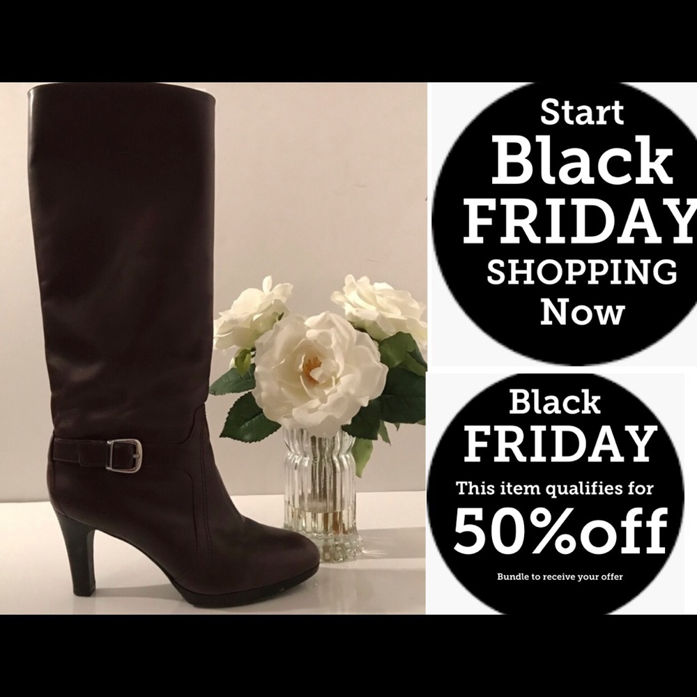 Brown Leather Boot with Silver Buckle